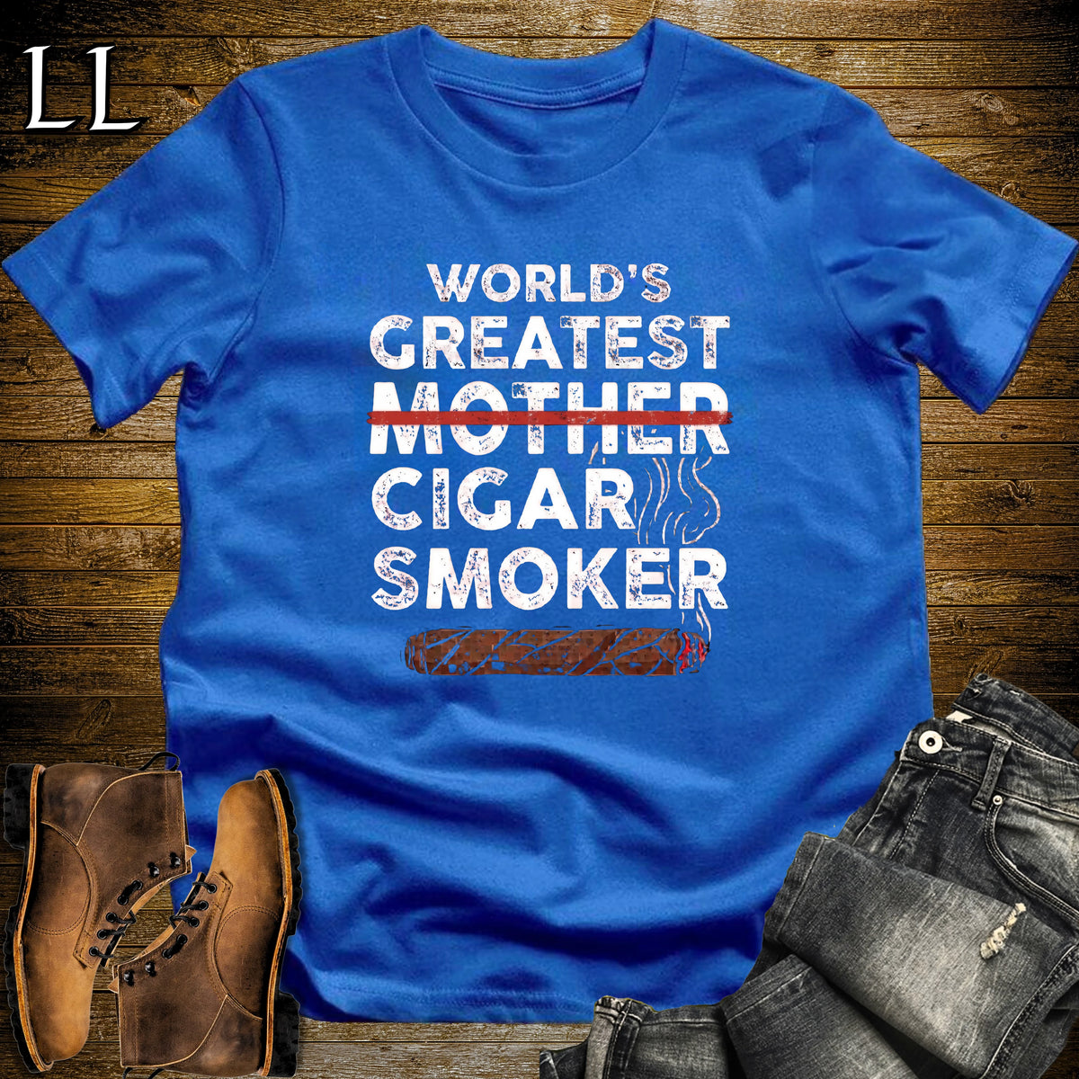 Worlds Greatest Mother Cigar Smoker T-Shirt Royal | Cigar Lover Gift