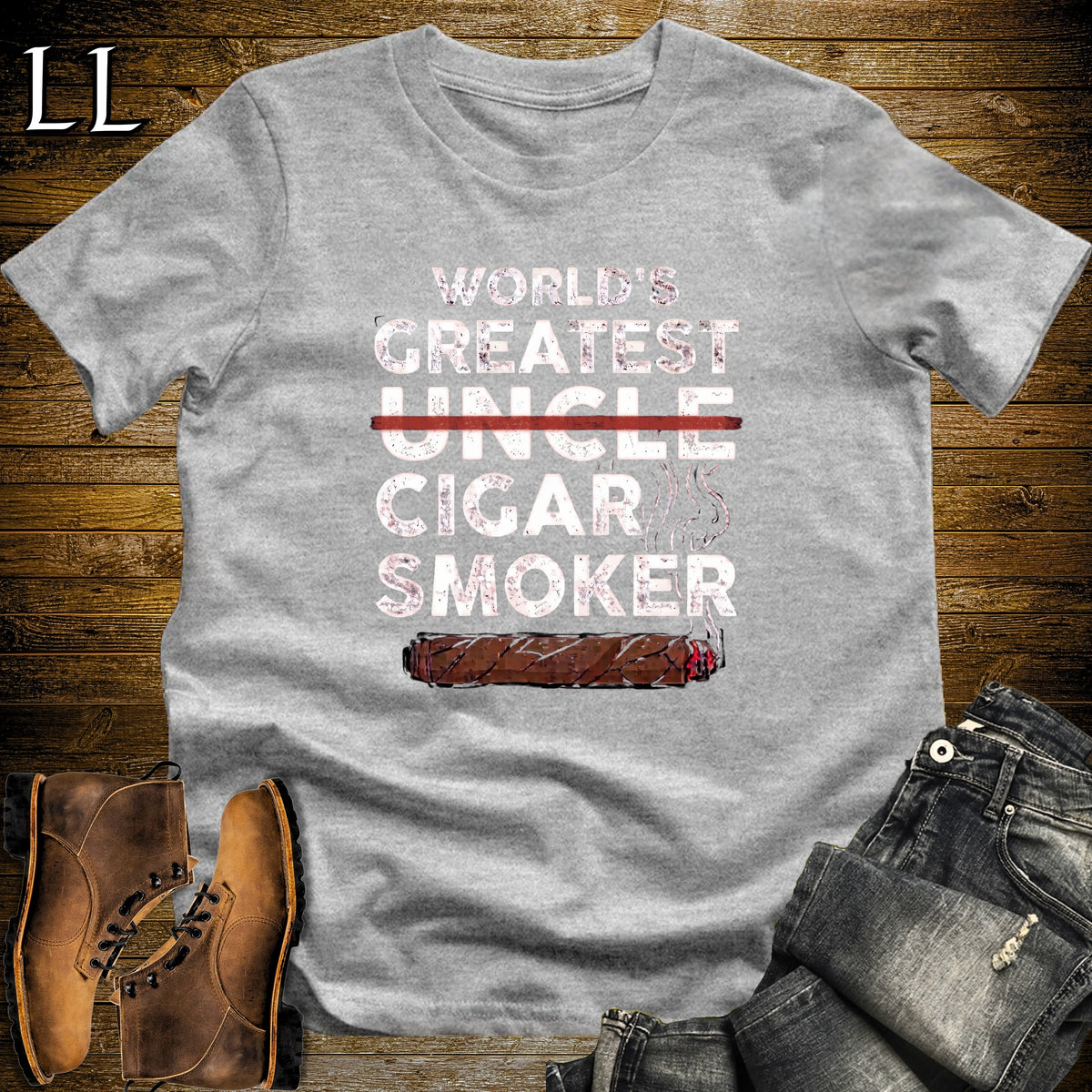 Worlds Greatest Uncle Cigar Smoker T-Shirt Sport Grey | Cigar Lover Gift Tee