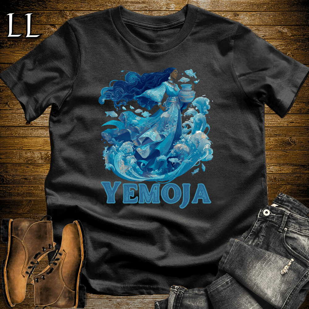 Yemoja African Goddess Softstyle Tee Black | Yoruba Ocean Goddess Tee