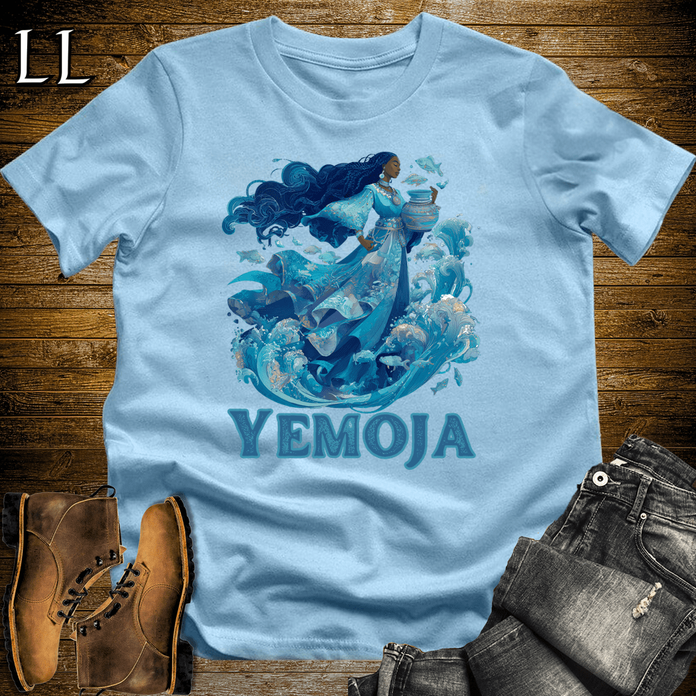 Yemoja African Goddess Softstyle Tee - Light Blue - LegacyLayers