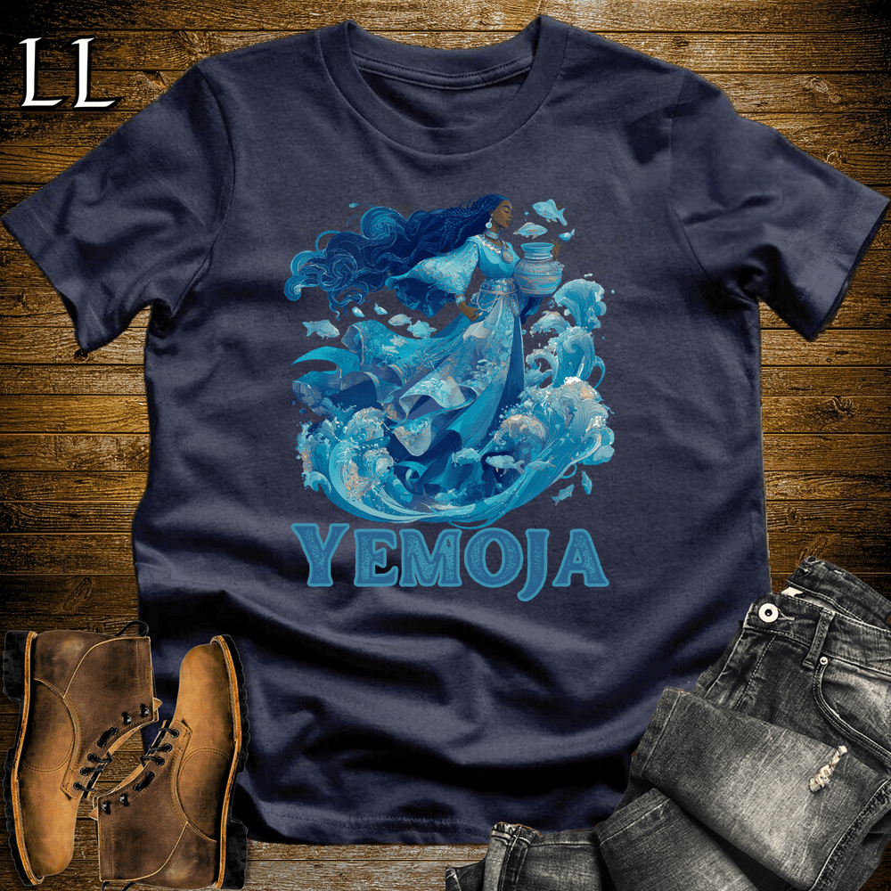 Yemoja African Goddess Softstyle Tee - Navy - LegacyLayers