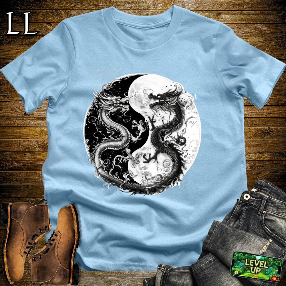 Yin Yang Dragons Softstyle Tee - Light Blue - LegacyLayers