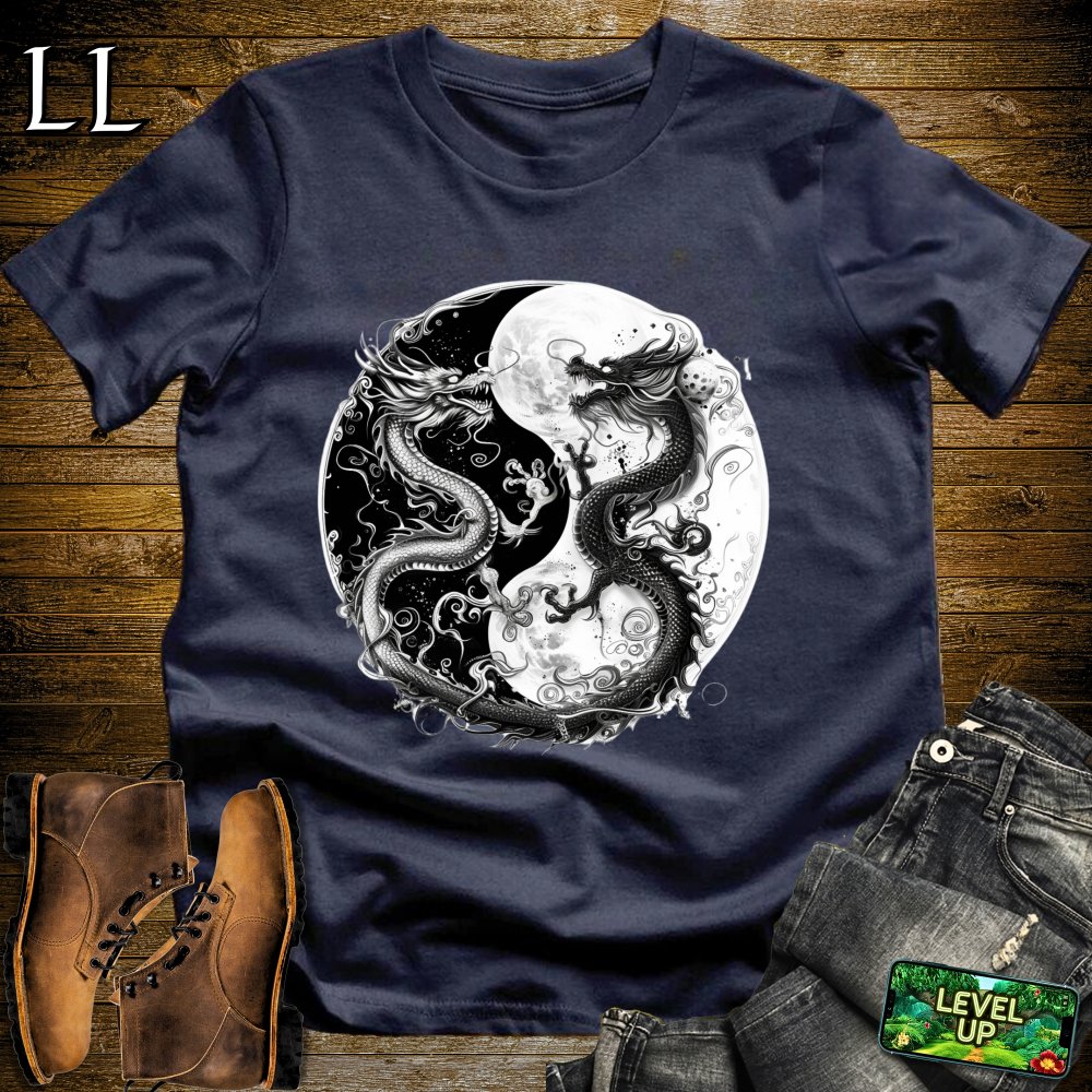 Yin Yang Dragons Softstyle Tee - Navy - LegacyLayers