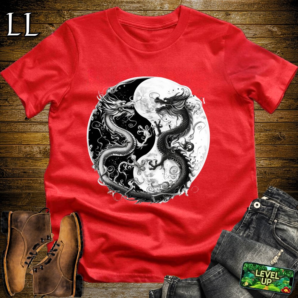 Yin Yang Dragons Softstyle Tee - Red - LegacyLayers