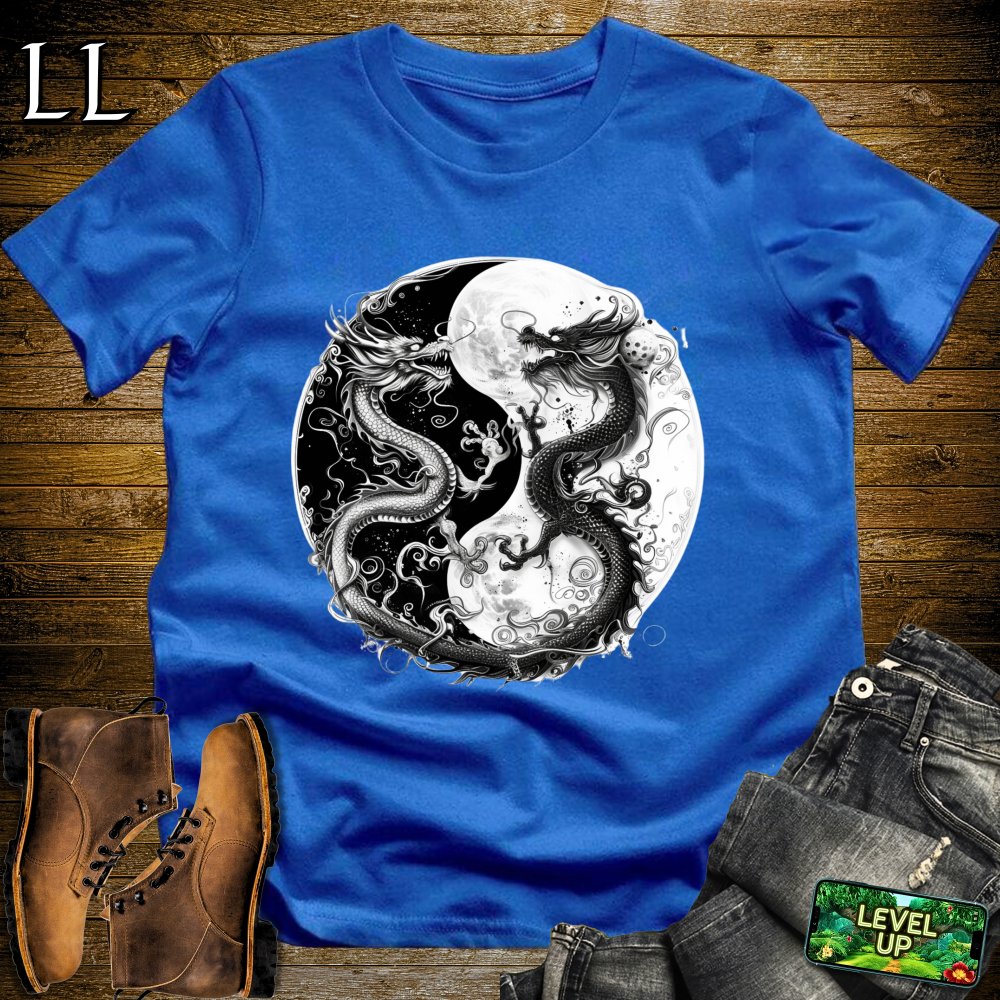 Yin Yang Dragons Softstyle Tee - Royal - LegacyLayers