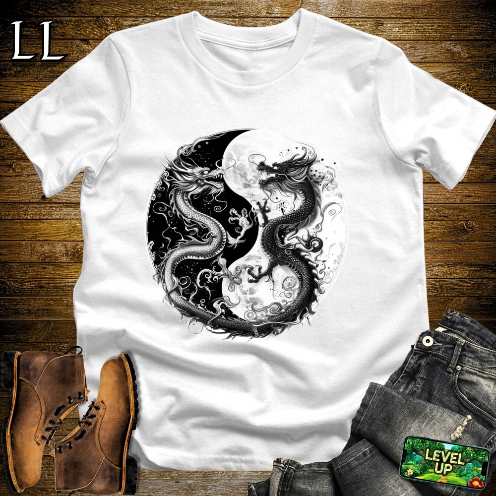 Yin Yang Dragons White | Balance & Power Tee