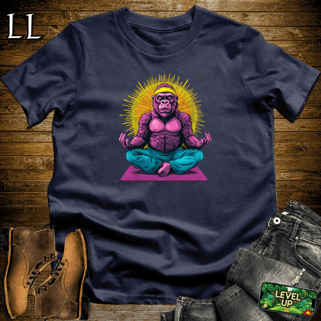 Yoga Gorilla Softstyle Tee Navy | Meditation Lover Gift