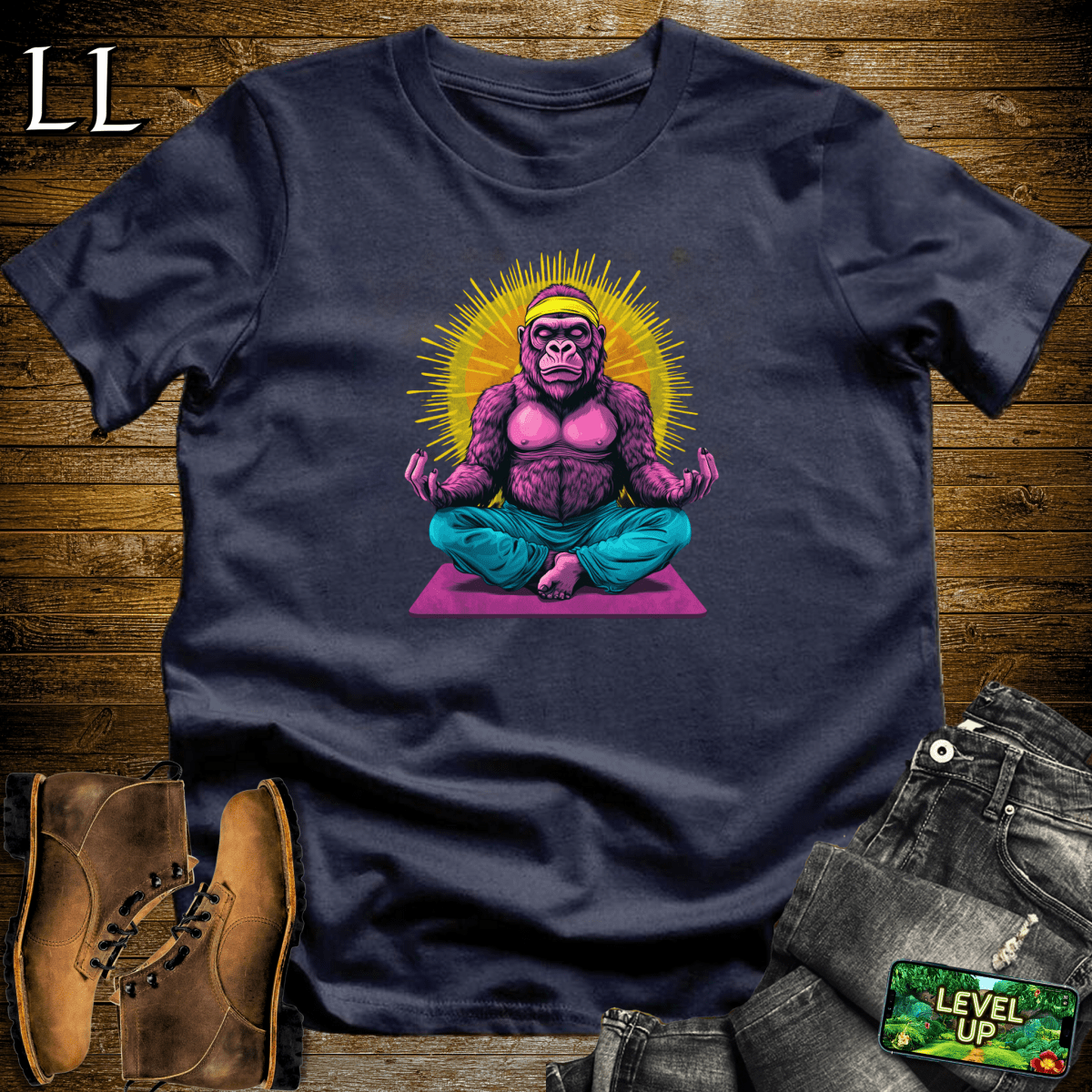 Yoga Gorilla Softstyle Tee Navy | Meditation Lover Gift