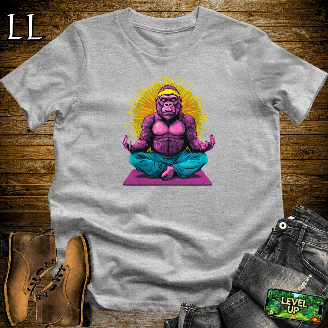 Yoga Gorilla Softstyle Tee Sport Grey | Meditation Lover Gift