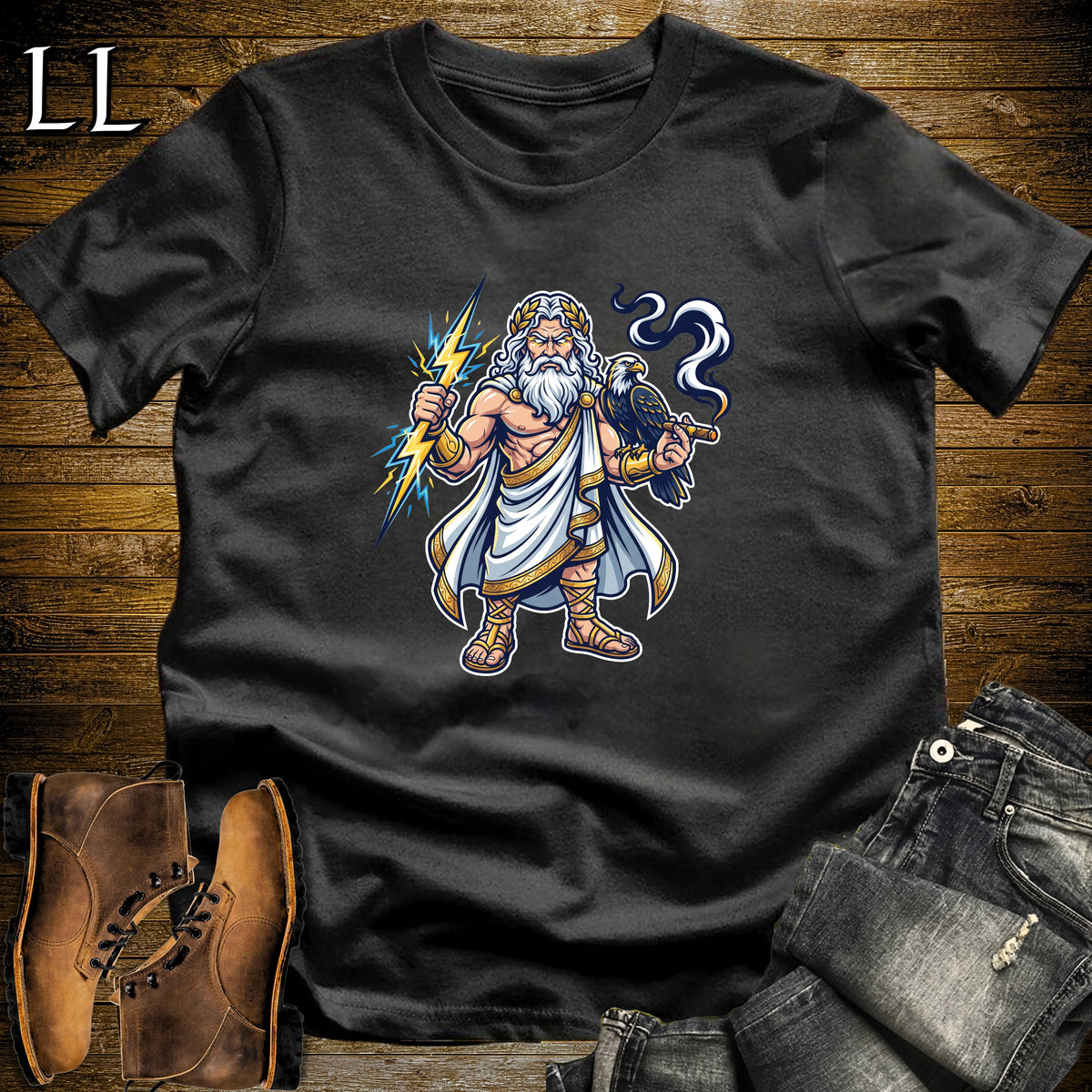 Zeus Lightning Bolt Cigar T-Shirt Black | Zeus Cigar Halloween Tee