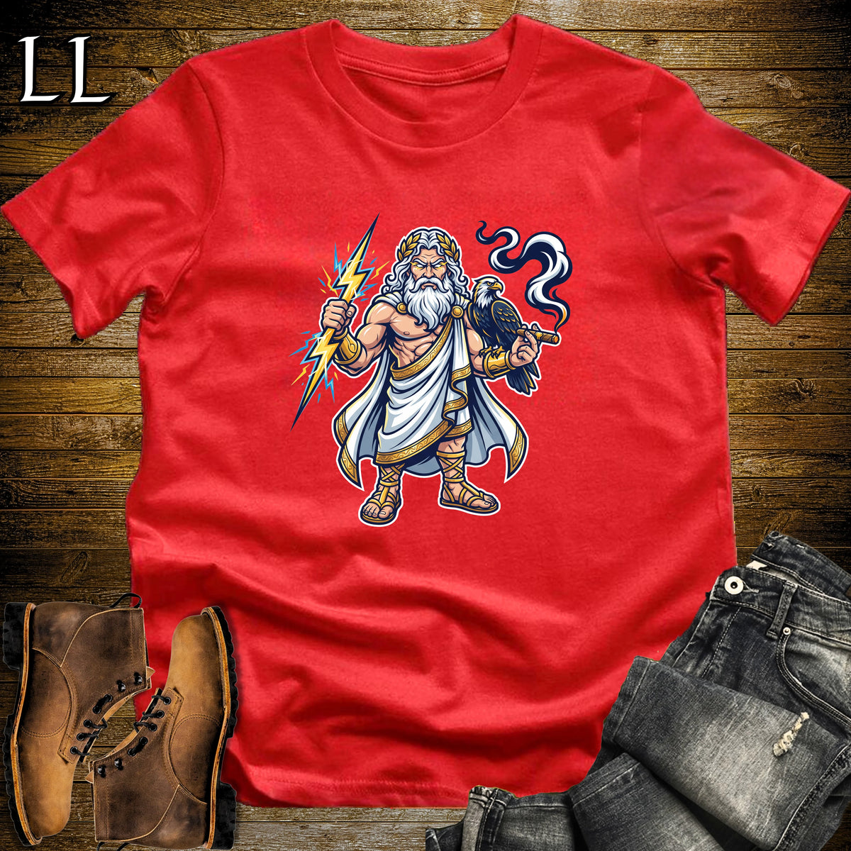 Zeus Lightning Bolt Cigar T-Shirt Red | Zeus Cigar Halloween Tee