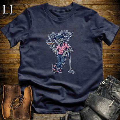 Zombie Golfer Cigar T-Shirt Navy | Zombie Golfer Cigar Halloween Tee