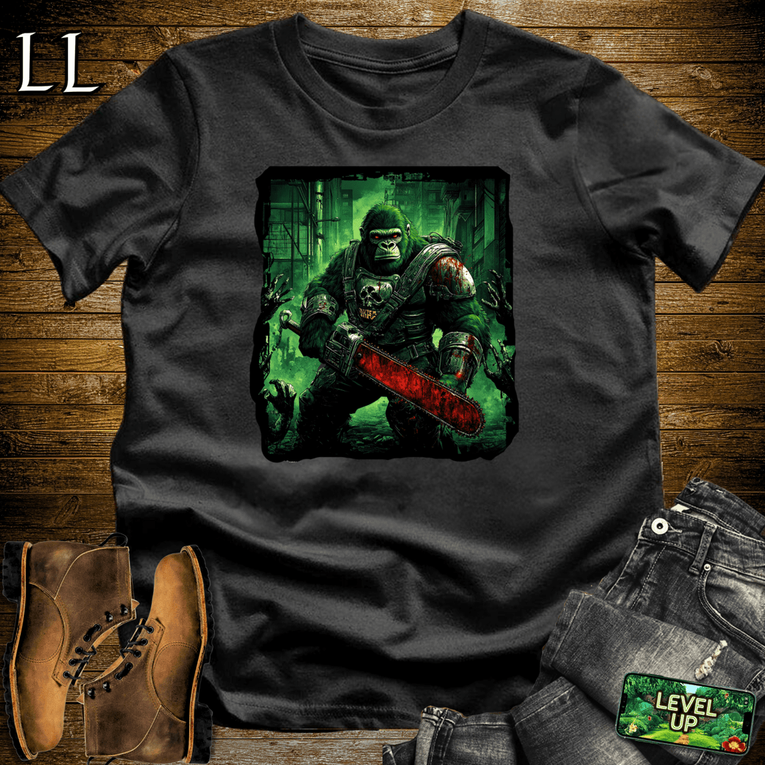Zombie Hunter Gorilla Softstyle Tee Black | Horror Graphic Tee