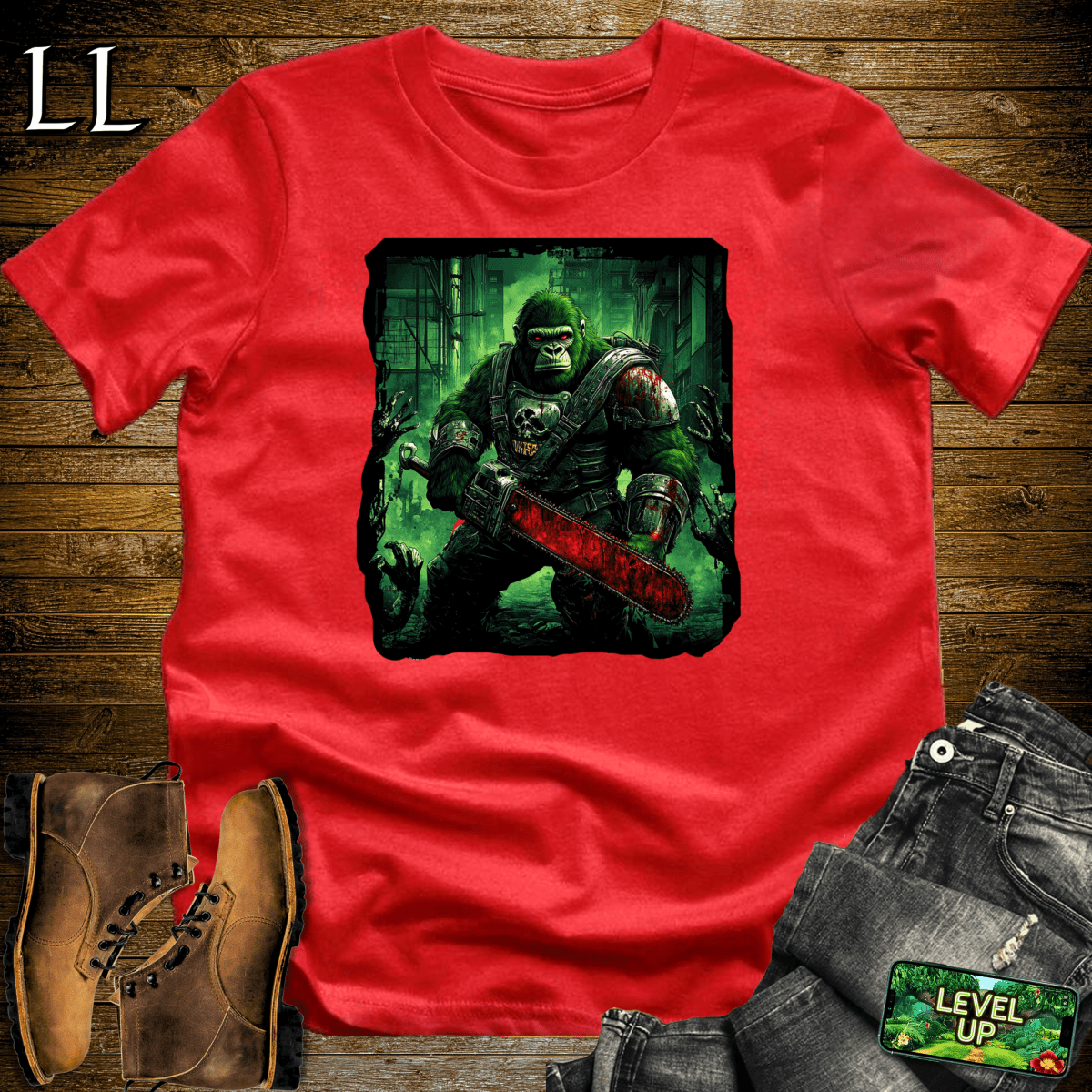 Zombie Hunter Gorilla Softstyle Tee - Red - LegacyLayers