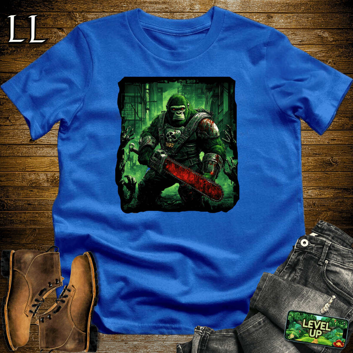 Zombie Hunter Gorilla Softstyle Tee - Royal - LegacyLayers